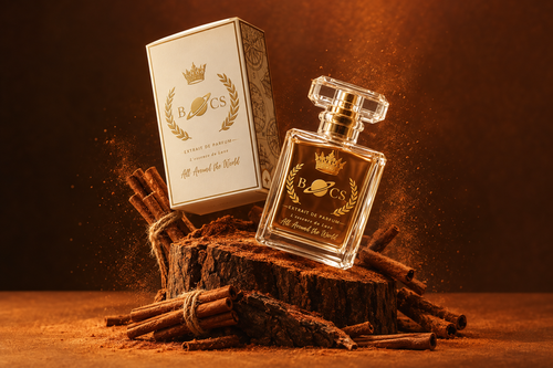 Bocs Originals Harem Al Sultan perfume bottle and box with cinnamon